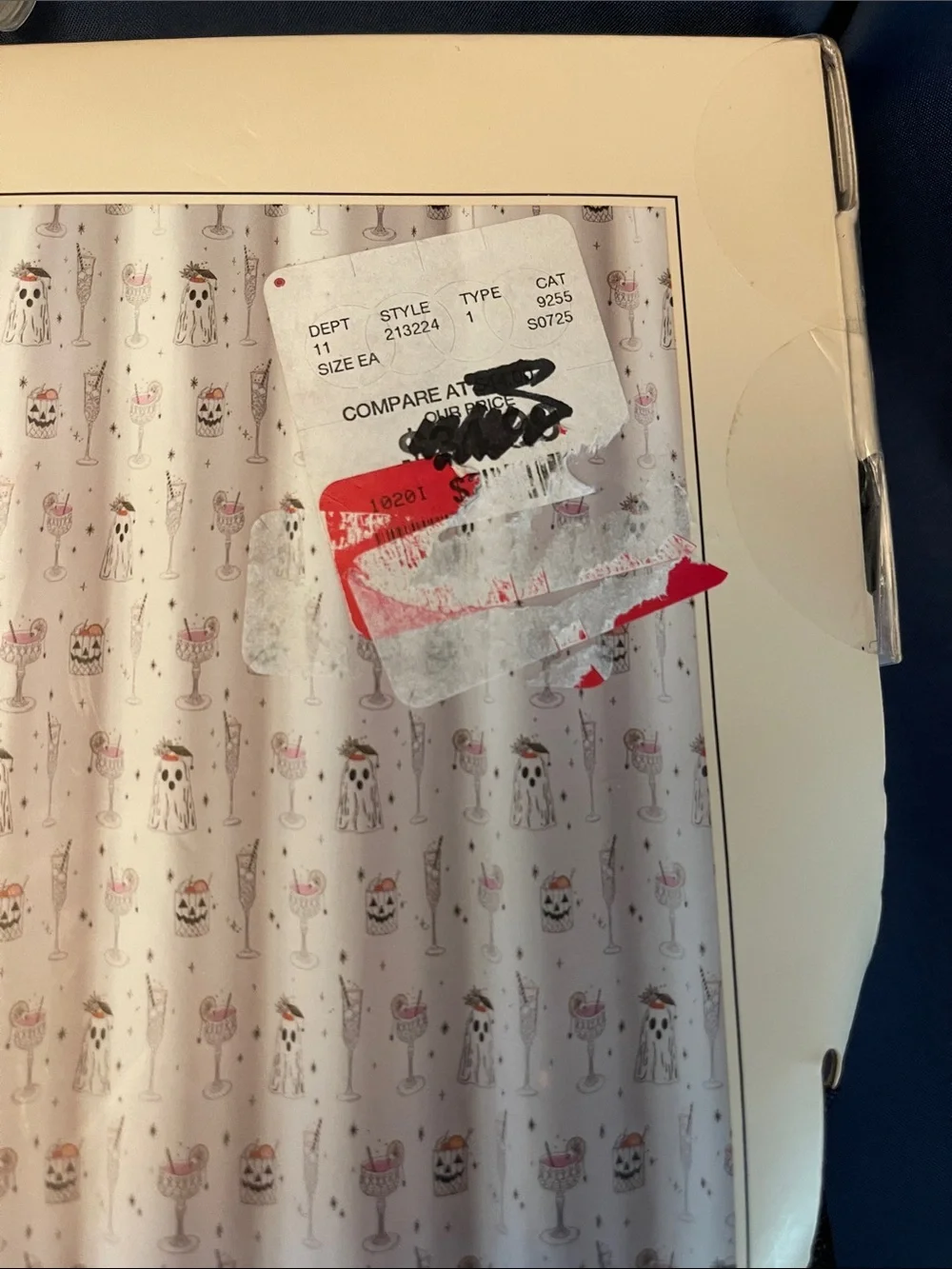 Rachel Zoe White Cocktail & Ghost Halloween Print Shower Curtain